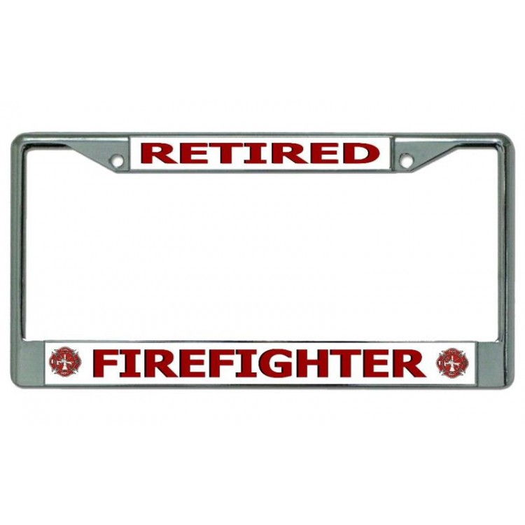 LPO3941 6 x 12 in. Firefighter Retired Chrome License Plate Frame