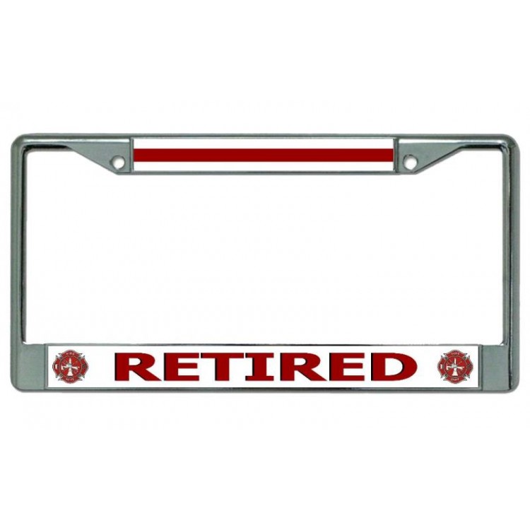 LPO3942 6 x 12 in. Firefighter Retired No.2 Chrome License Plate Frame