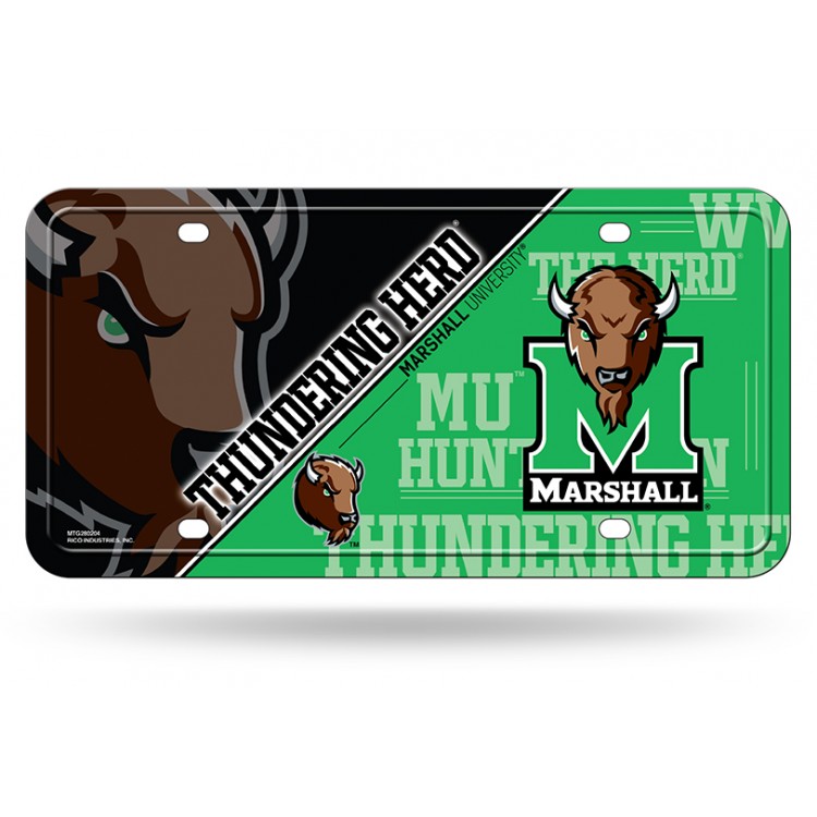 MTG280204 6 x 12 in. Marshall Thundering Herd Metal License Plate