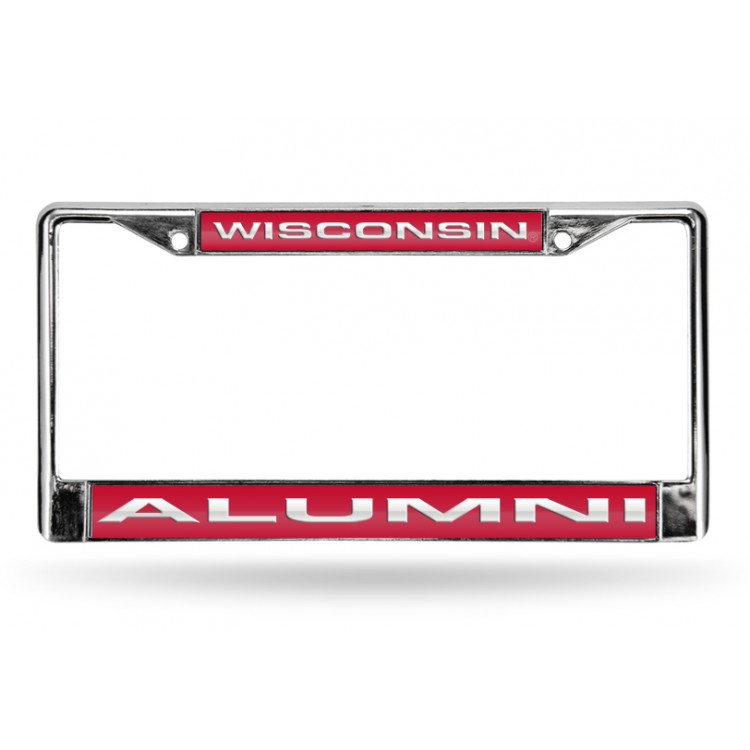 FCL450112 Wisconsin Badgers Aluminium Laser Chrome License Plate Frame