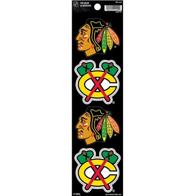QAD7701 2.5 in. Chicago Blackhawks Quad Decal Set