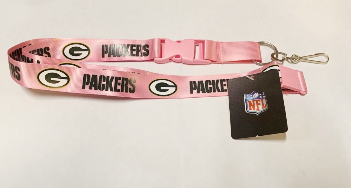 PSGLS0451974 Green Bay Packers Pink Lanyard with Safety Latch