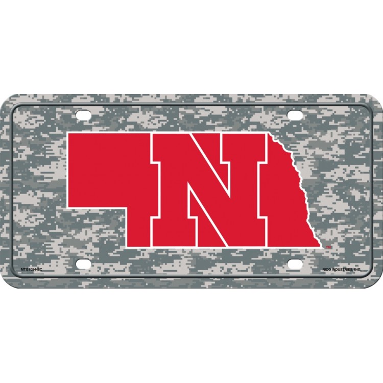 MTG109448C 6 x 12 in. Nebraska Cornhuskers Camo Metal License Plate