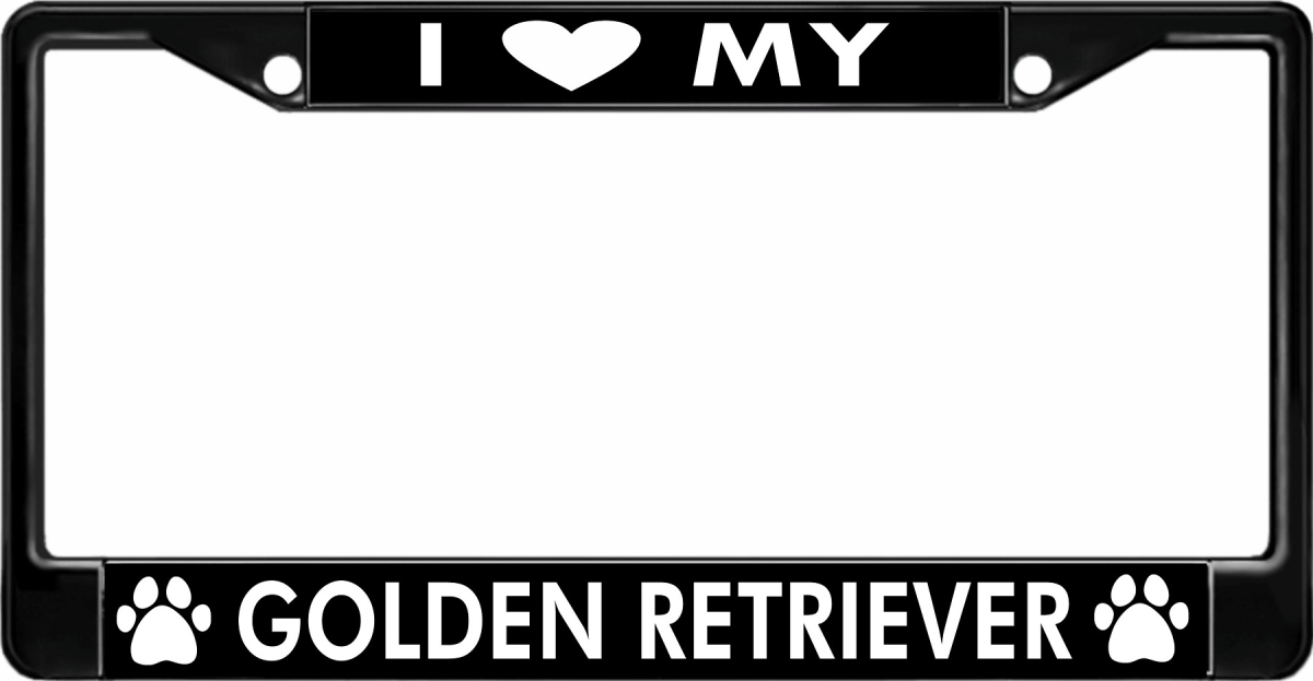 LPO2495B 6 x 12 in. I Love My Golden Retriever Black License Plate Frame