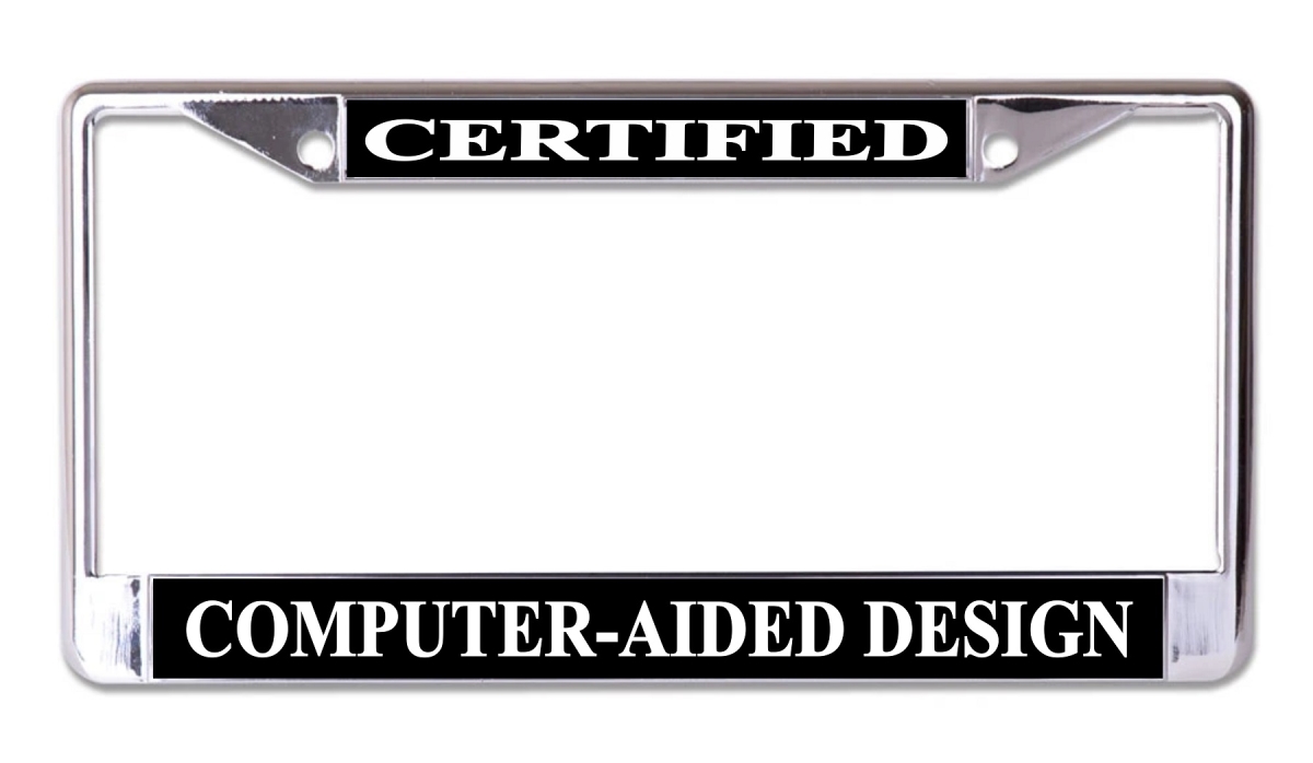 LPO7744 6 x 12 in. Certified Computer-Aided Design Chrome License Plate Frame