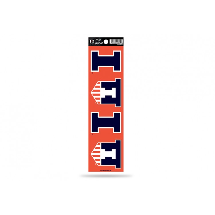 QAD400101 2.5 in. Illinois Fighting Illini Quad Decal Set