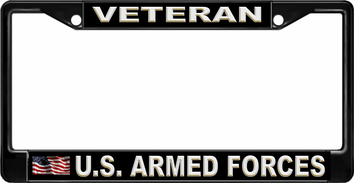 LPO7904 6 x 12 in. U.S. Armed Forces Veteran Black License Plate Frame