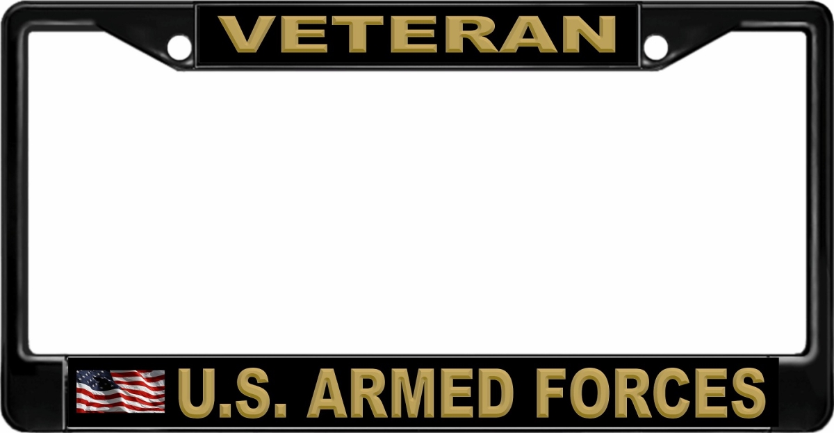 LPO7905 6 x 12 in. U.S. Armed Forces Veteran No.2 Black License Plate Frame