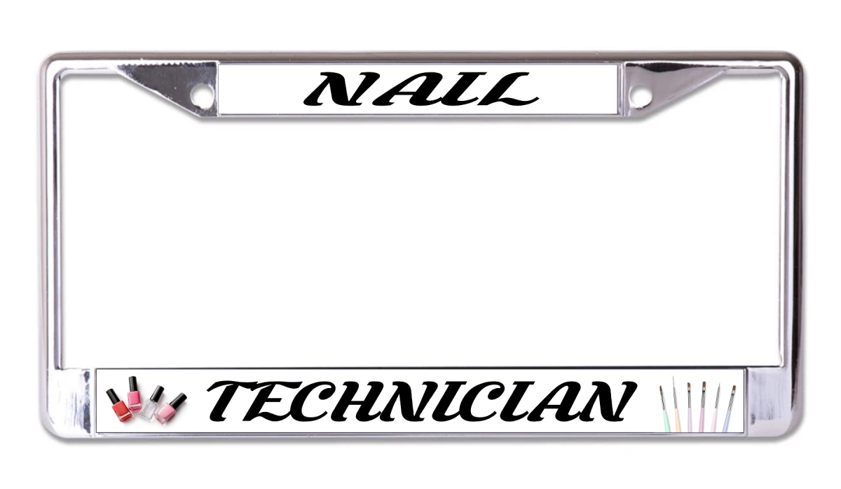 LPO7915 6 x 12 in. Nail Technician Chrome License Plate Frame