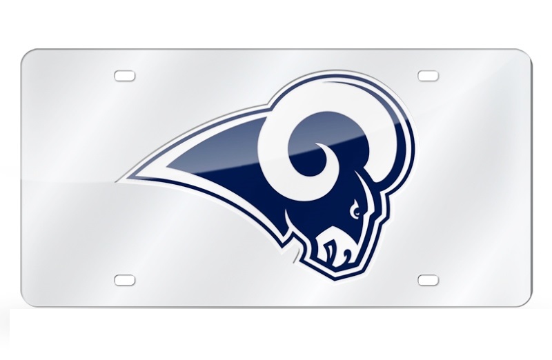 LZS3003 6 x 12 in. Los Angeles Rams Silver Laser License Plate