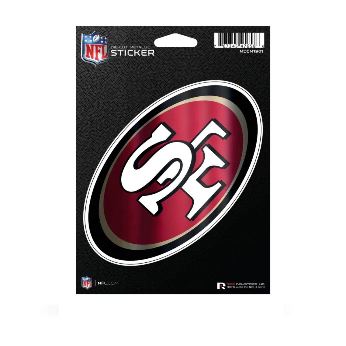 MDCM1901 5 x 6 in. San Francisco 49ers Die Cut Metallic Sticker