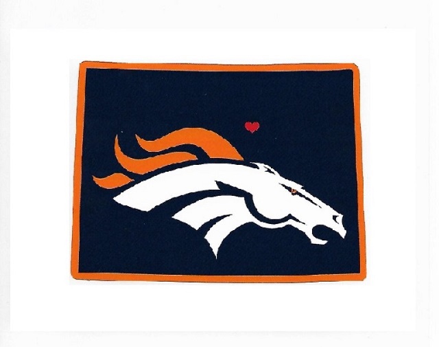 HSS1601 5 x 5 in. Denver Broncos Home State Vinyl Sticker