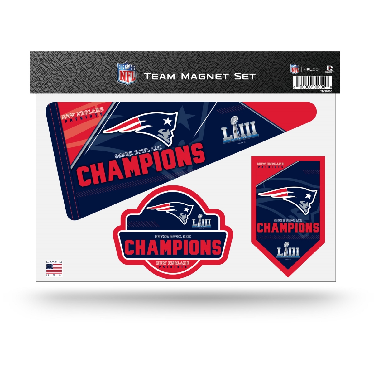 TMS15SB19 8 x 11 in. England Patriots Super Bowl Champs Team Magnet Set