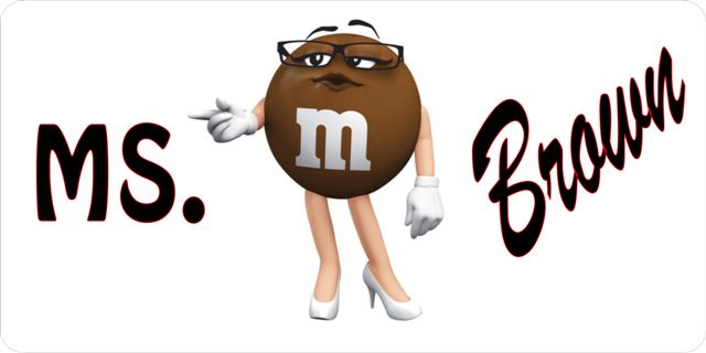 LPO412 M&Ms Ms. Brown Photo License Plate