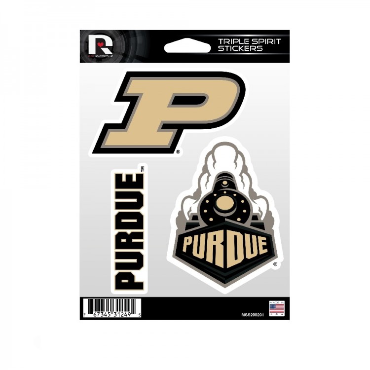 MSS200201 3.5 in. Purdue Boilermakers Triple Spirit Stickers