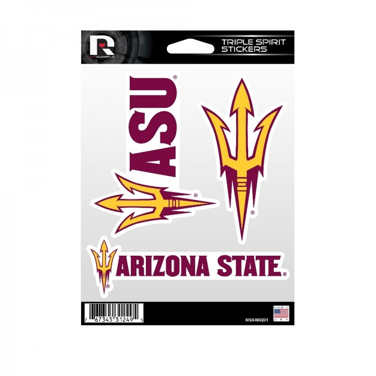 MSS460201 3.5 in. Arizona State Sun Devils Triple Spirit Stickers