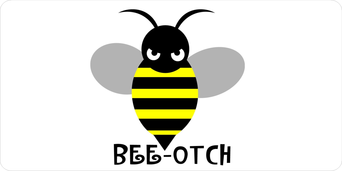 LPO1357 Bee-Otch Photo License Plate
