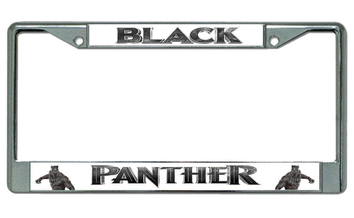 LPO3882 6 x 12 in. Black Panther Chrome License Plate Frame