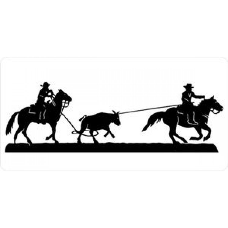 LPO435 Team Ropers Black & White License Plate
