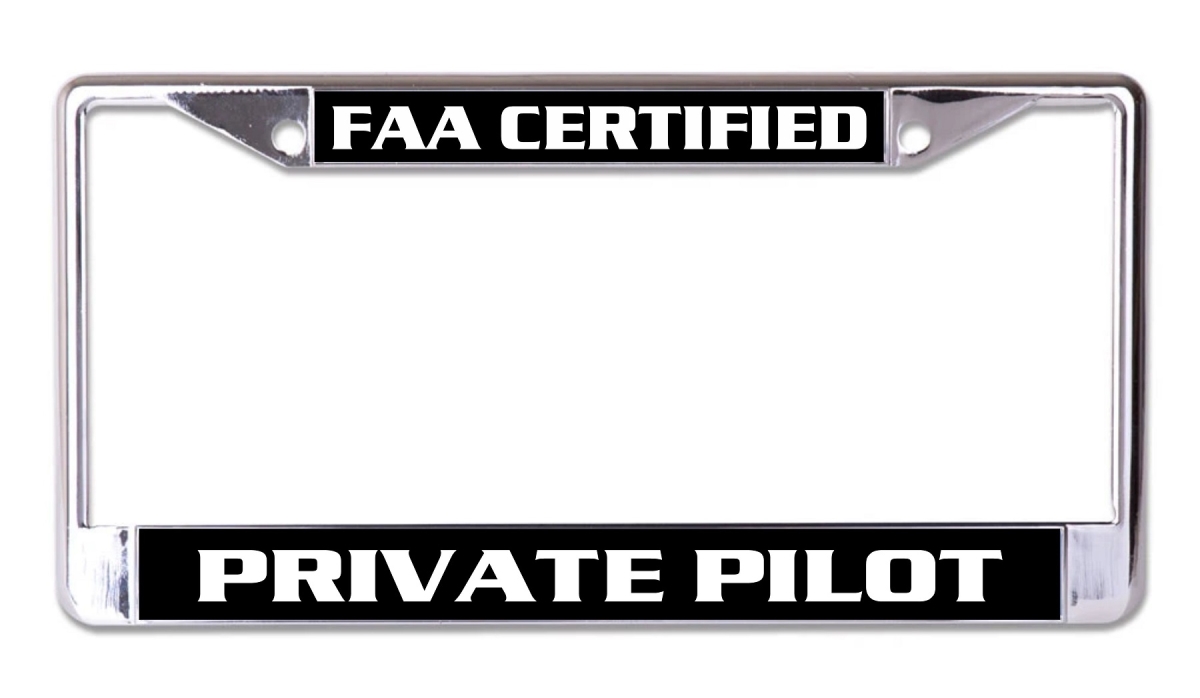 LPO7390 6 x 12 in. Private Pilot Chrome License Plate Frame