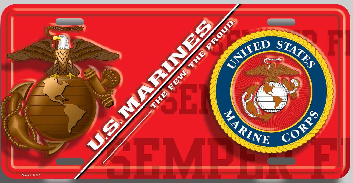 MP9087MAR 6 x 12 in. U.S. Marines Metal License Plate