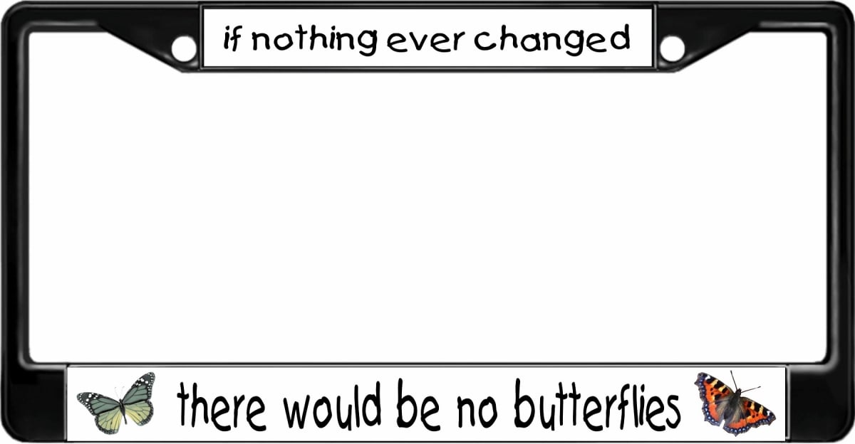 LPO2553B 6 x 12 in. If Nothing Ever Changed Butterfly Black License Plate Frame