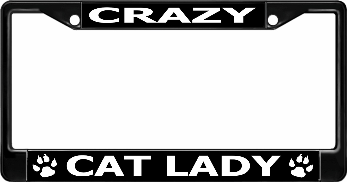 LPO2904B 6 x 12 in. Crazy Cat Lady Black License Plate Frame