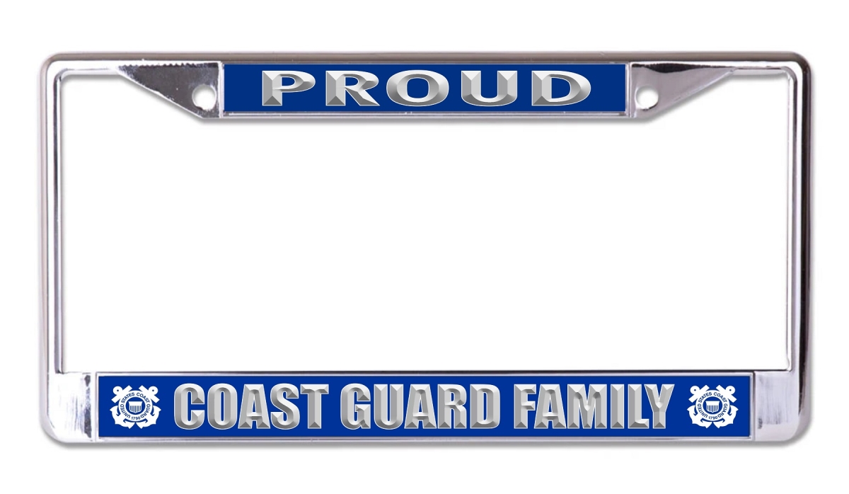 LPO7723 6 x 12 in. Proud Coast Guard Family Chrome License Plate Frame