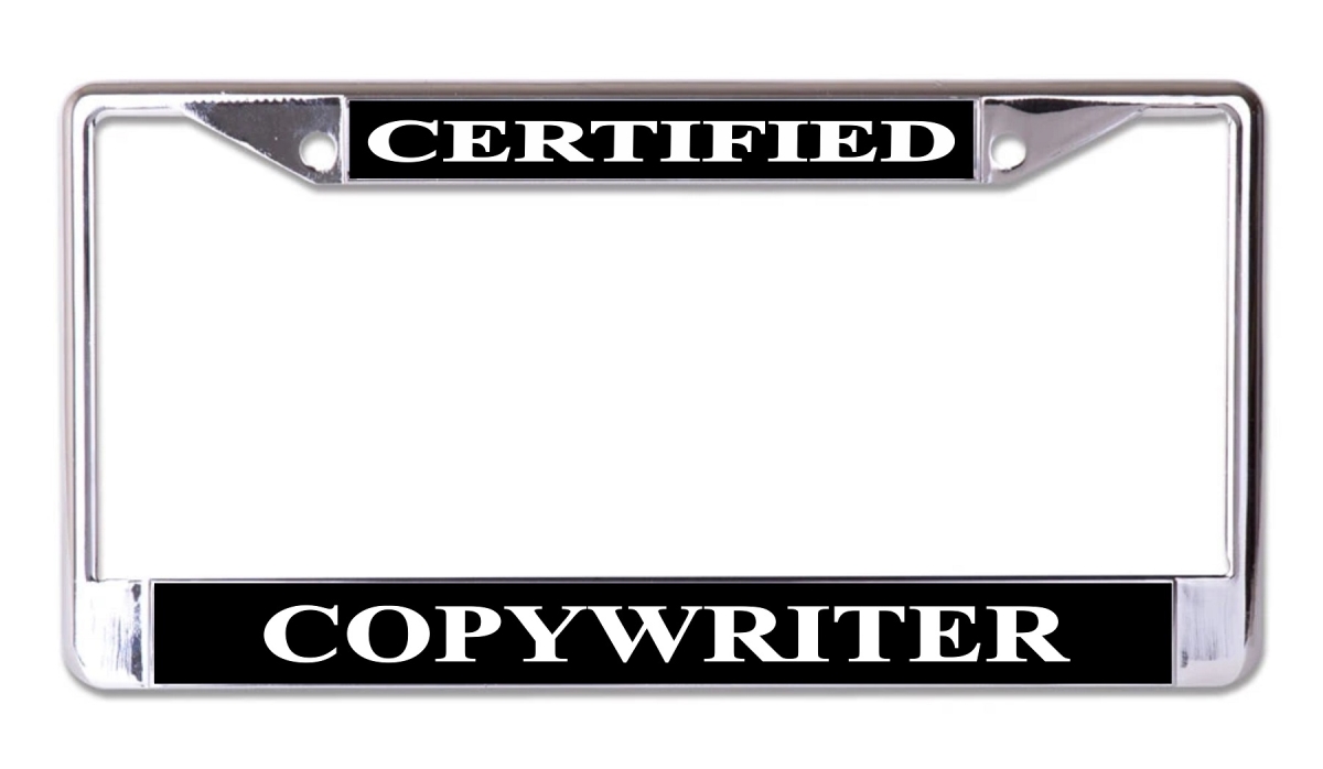 LPO7745 6 x 12 in. Certified Copywriter Chrome License Plate Frame