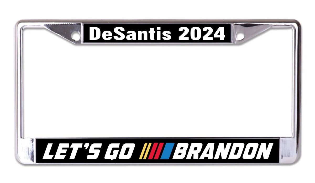 LPO7801 6 x 12 in. DeSantis 2024 Lets Go Brandon Chrome License Plate Frame