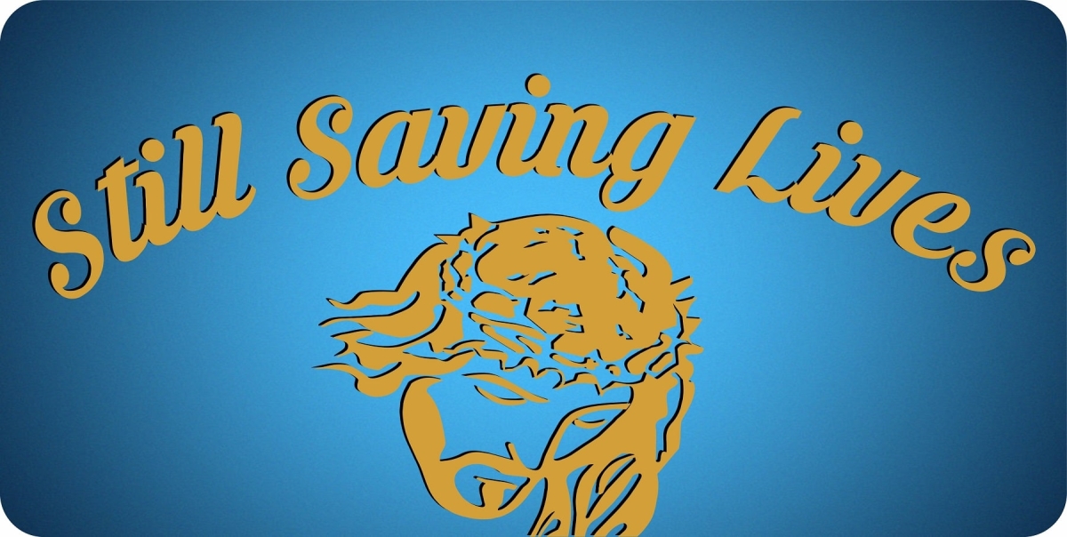 LPO7822 6 x 12 in. Jesus Still Saving Lives on Blue Fade Photo License Plate