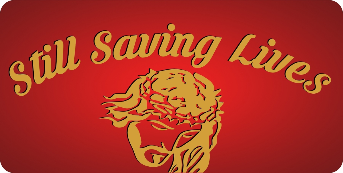 LPO7824 6 x 12 in. Jesus Still Saving Lives on Red Fade Photo License Plate