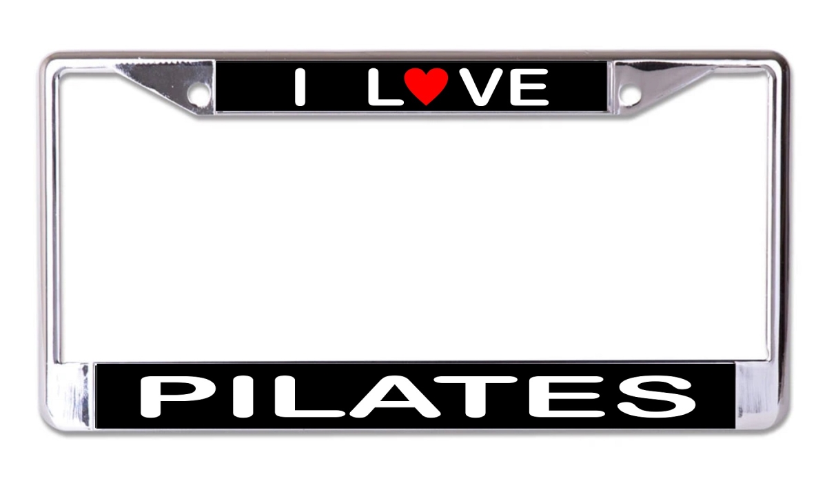 LPO7949 6 x 12 in. I Love Pilates Chrome License Plate Frame