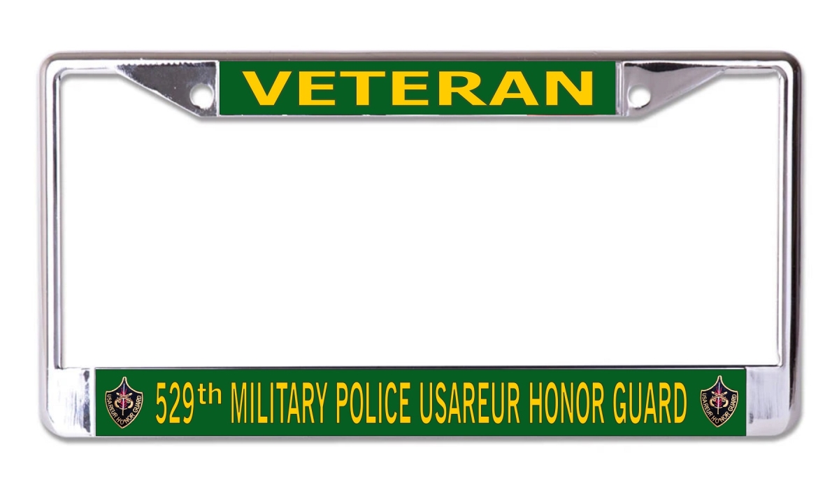 LPO8078 6 x 12 in. Veteran 529th Military Police Usareur Honor Guard Chrome License Plate Frame