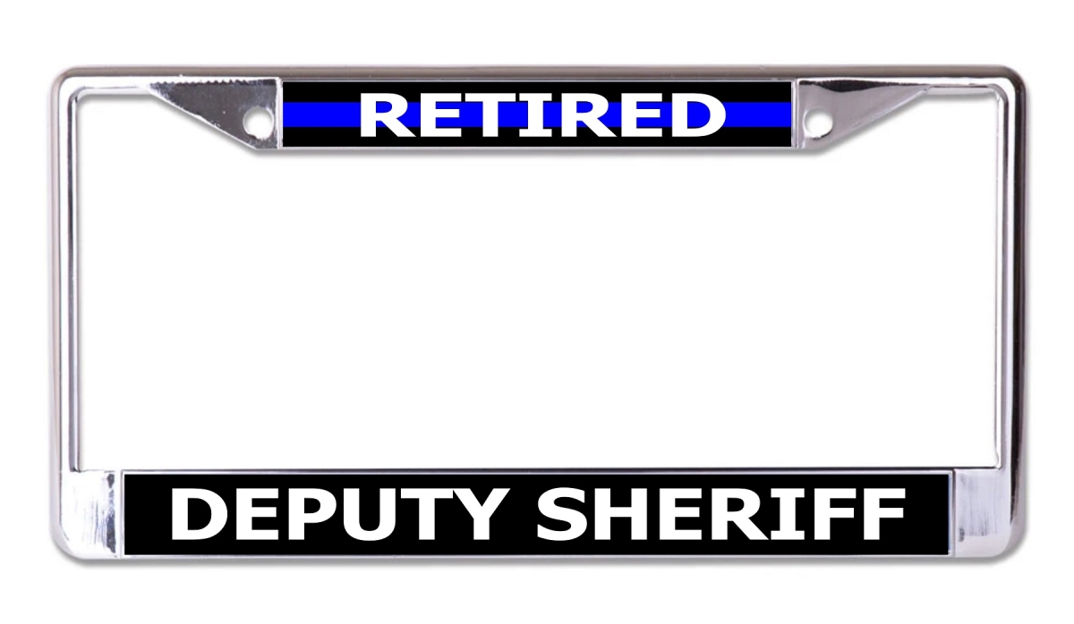 LPO8109 6 x 12 in. Retired Deputy Sheriff Chrome License Plate Frame