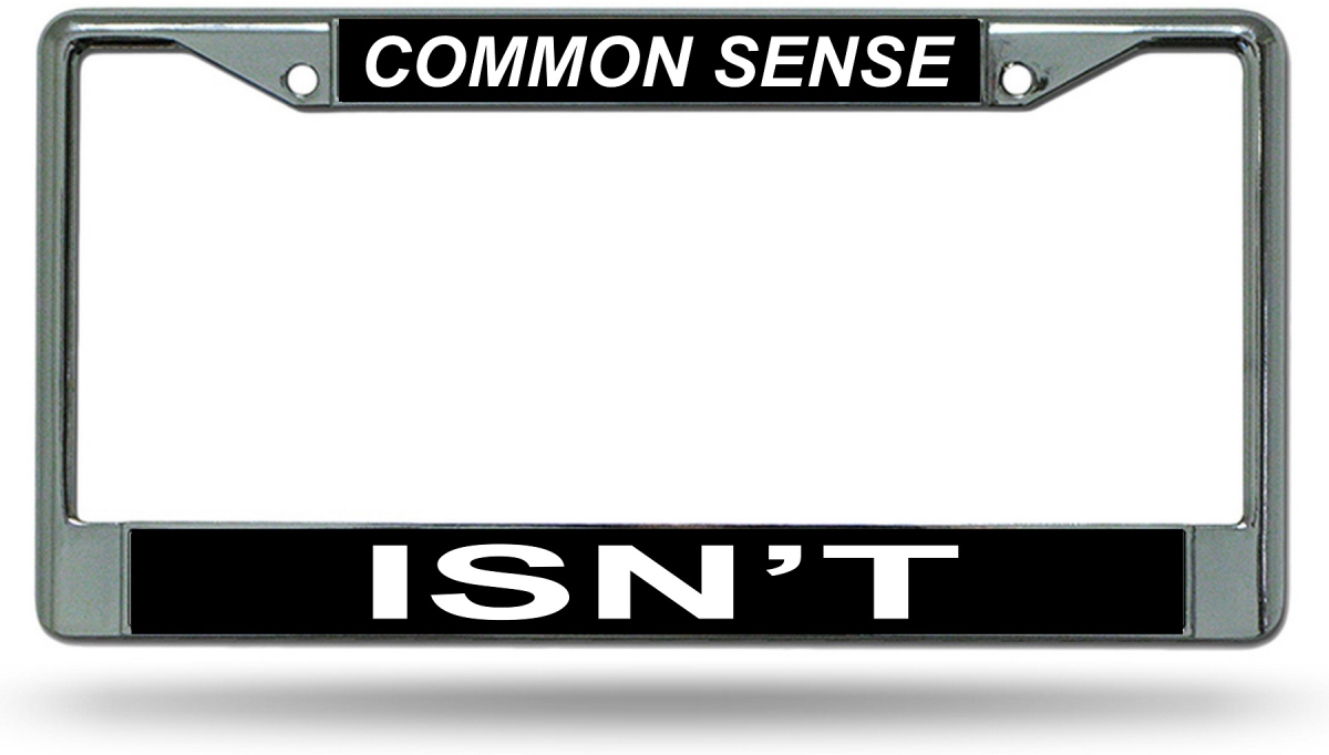 LPO8118 6 x 12 in. Common Sense Isnt Chrome License Plate Frame
