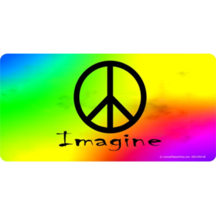 LPO477 6 x 12 in. Imagine Peace on Tie-dye License Plate