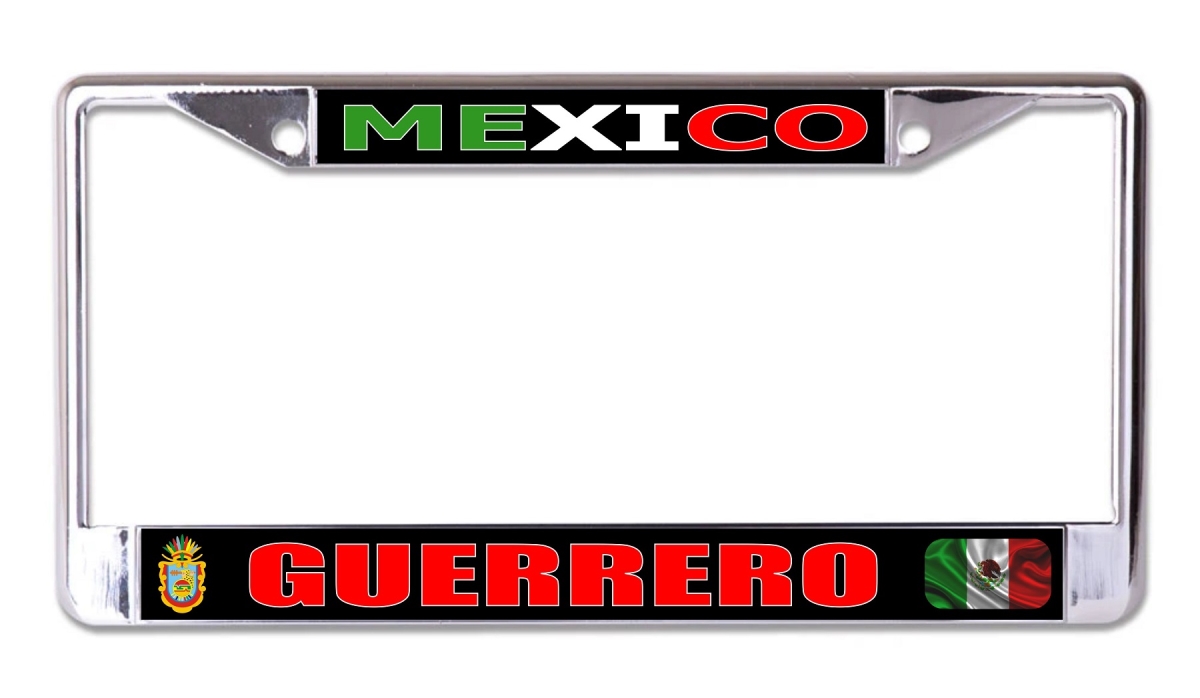 LPO8197 6 x 12 in. Mexico Guerrero Chrome License Plate Frame