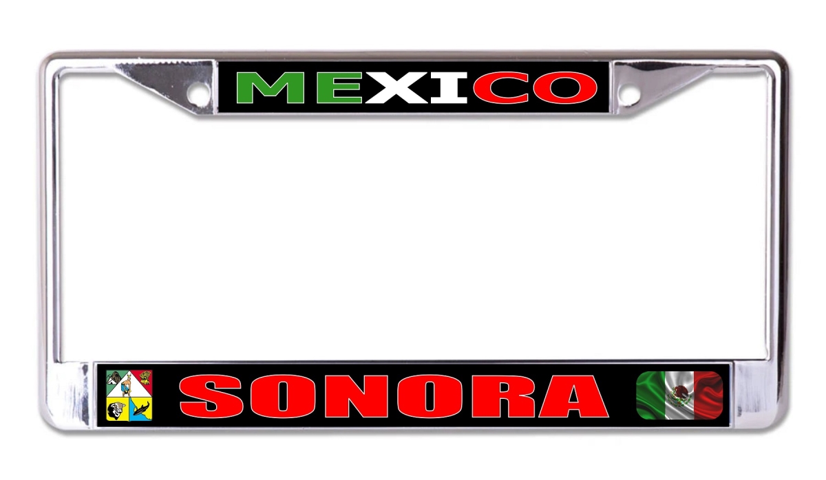 LPO8210 6 x 12 in. Mexico Sonora Chrome License Plate Frame