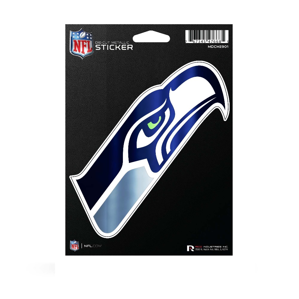 MDCM2901 3 x 7 in. Seattle Seahawks Die Cut Metallic Sticker