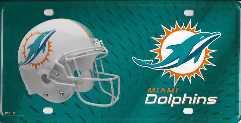 MTG1103 6 x 12 in. Miami Dolphins Metal License Plate