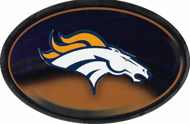 OVM1601 6 x 4 in. Denver Broncos Chrome Die Cut Decal