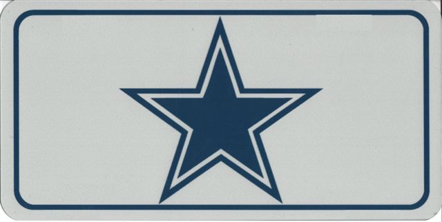LPO1082 Large Silver Blue Star Photo License Plate