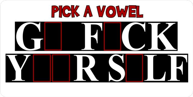 LPO1027 Pick a Vowel Photo License Plate