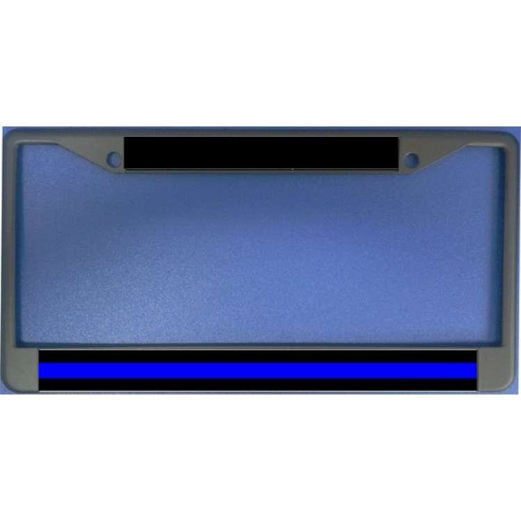 Police Thin Blue Line License Plate Frame - Chrome - 6 x 12 in. - Durable Design
