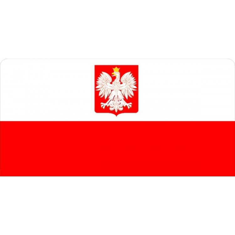Polish Flag Photo License Plate - Red/White - Full Size - Durable Aluminum