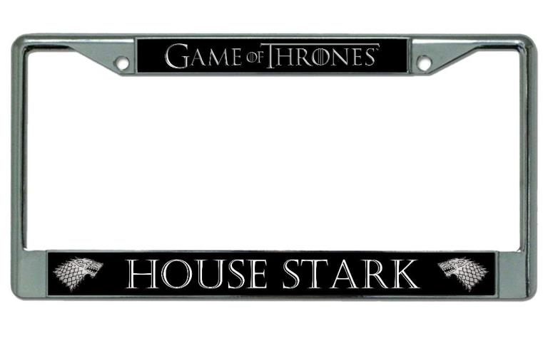 LPO3823 6 x 12 in. House Stark Chrome License Plate Frame