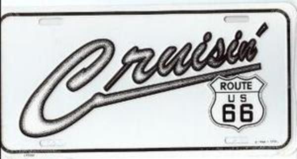 LPS389 6 x 12 in. Cruising Route 66 on White License Plate