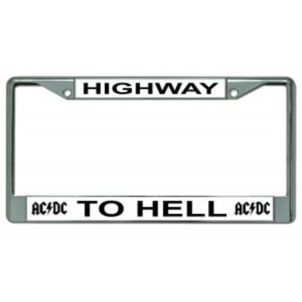 LPO2958 6 x 12 in. AC & DC Highway to Hell Chrome License Plate Frame