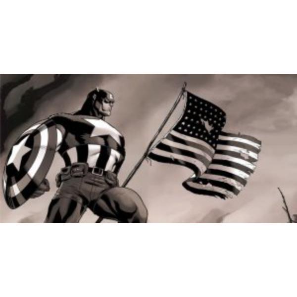 LPO3552 6 x 12 in. Captain America with Wavy Flag Photo License Plate